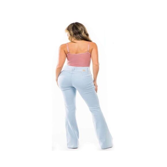 WAIST 33 INCHES SIZE 15 FLARE JEANS STRETCH DENIM PUSH UP BLUE 15-2 CTP1204 SZ15 - Picture 3 of 16